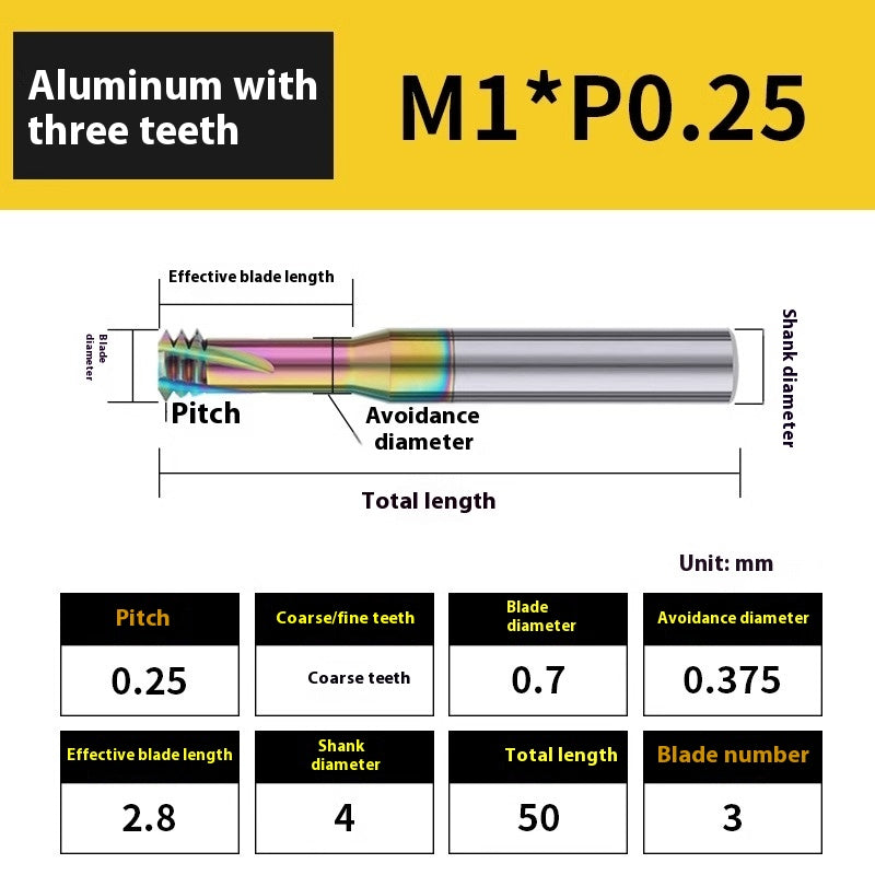 2135-65° aluminum with colorful thread milling cutter lengthened single tooth three-tooth full thread machining center tungsten carbide milling cutter M3M4M5 Shandong Denso Pricision Tools Co.,Ltd.